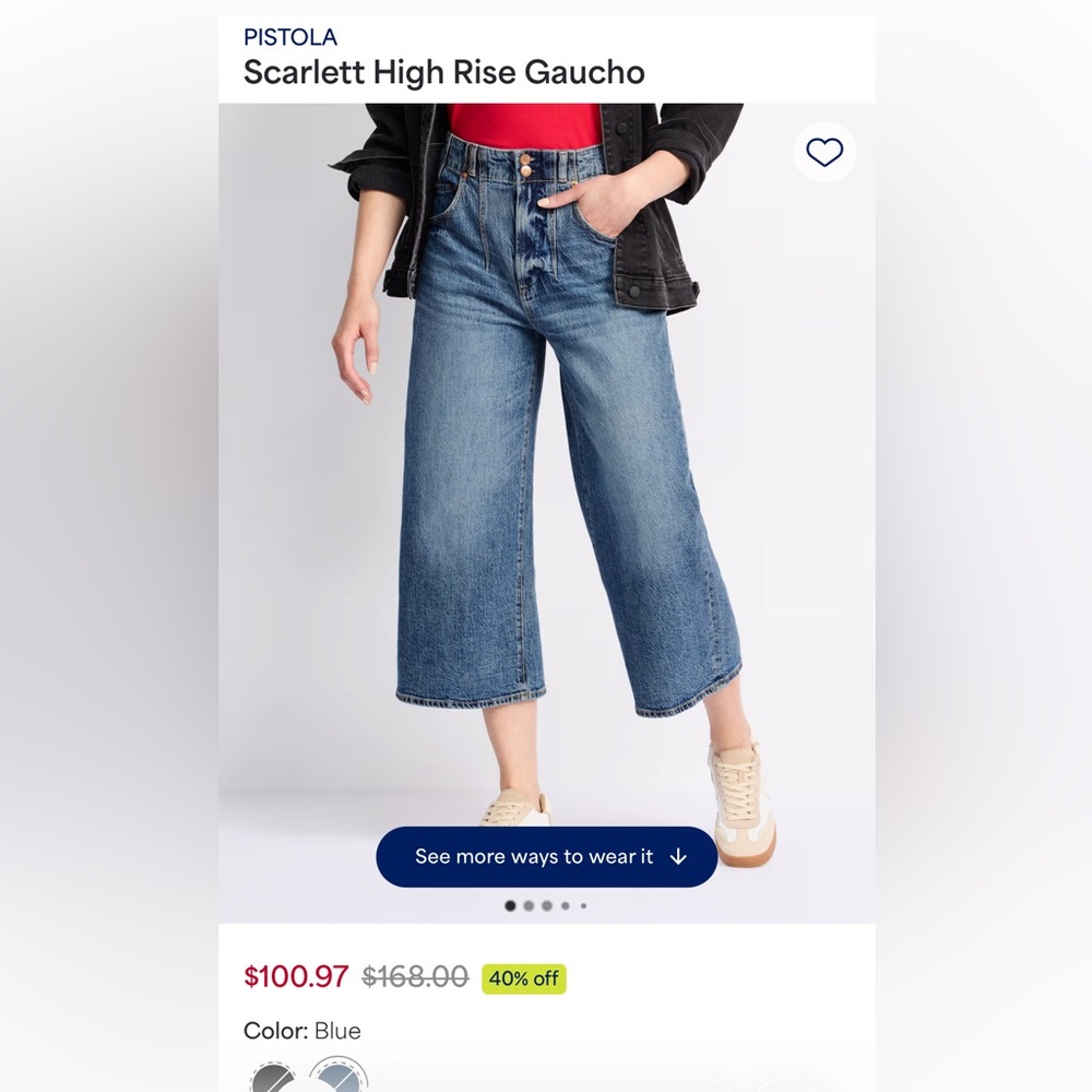 Pistola Scarlett High Rise Cropped Jeans - Blue